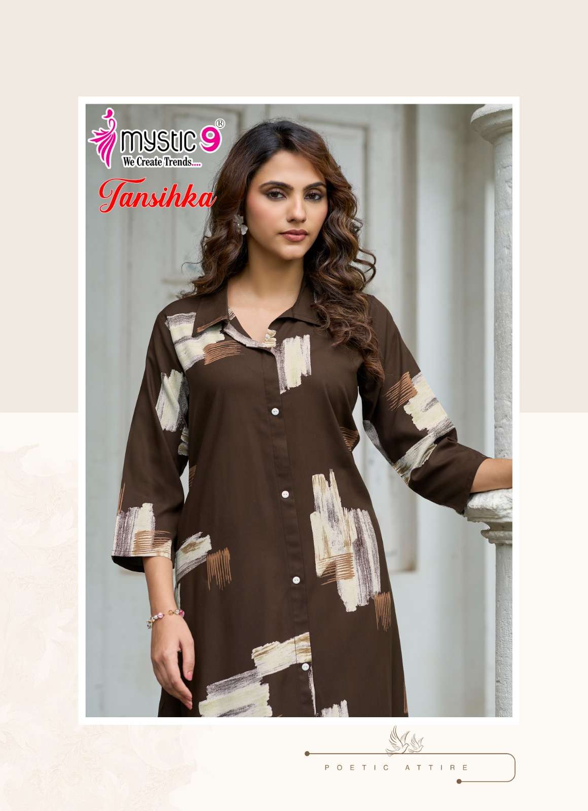 MYSTIC 9 TANISHKA VOL 1 HEAVY VISCOSE PRINT A LINE CUT CORD SET SURAT BRAND WHOLESALER 